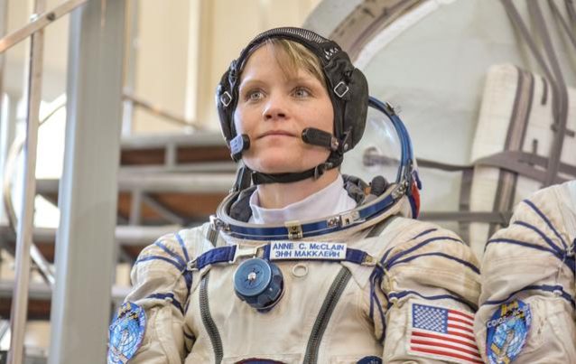 Anne McClain prior to launch to the ISS