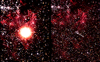 Left: A supernova; Right: the star before it explodes