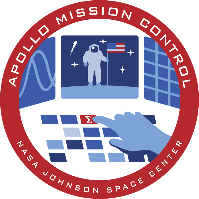 Webster Challenge commemorative mission patch, designed by Michael Okuda, celebrates the iconic control center from which the historic Apollo 11 lunar landing was controlled.